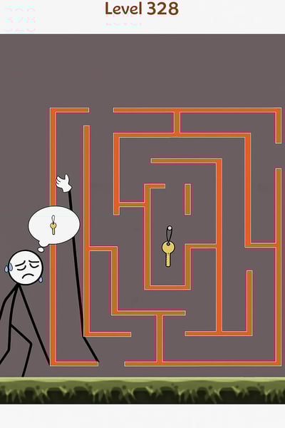 A man with a key in his hand is in a maze.